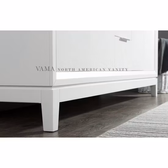 Vama 72 인치 아메리칸 스타일 고품질 솔리드 우드 화이트 페인팅 욕실 세면대 캐비닛 더블 싱크 A220872wh